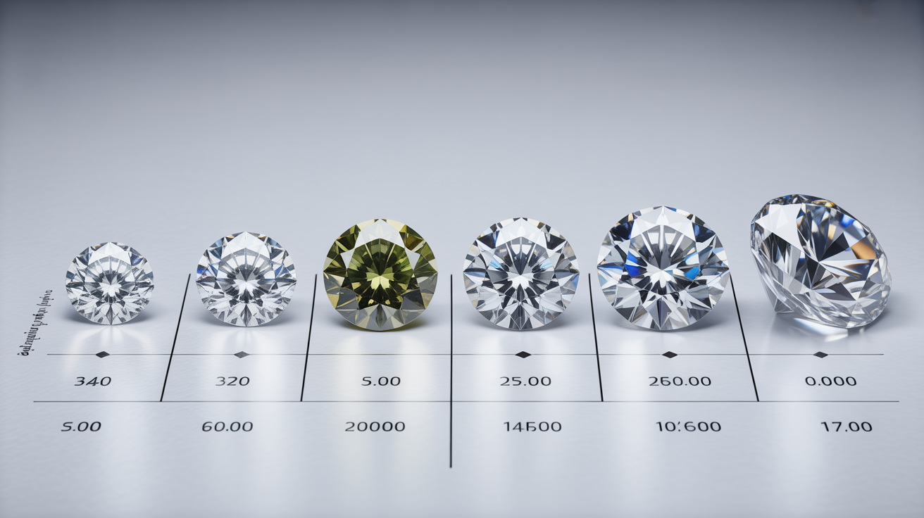 Chart and physical diamonds showing price categories.