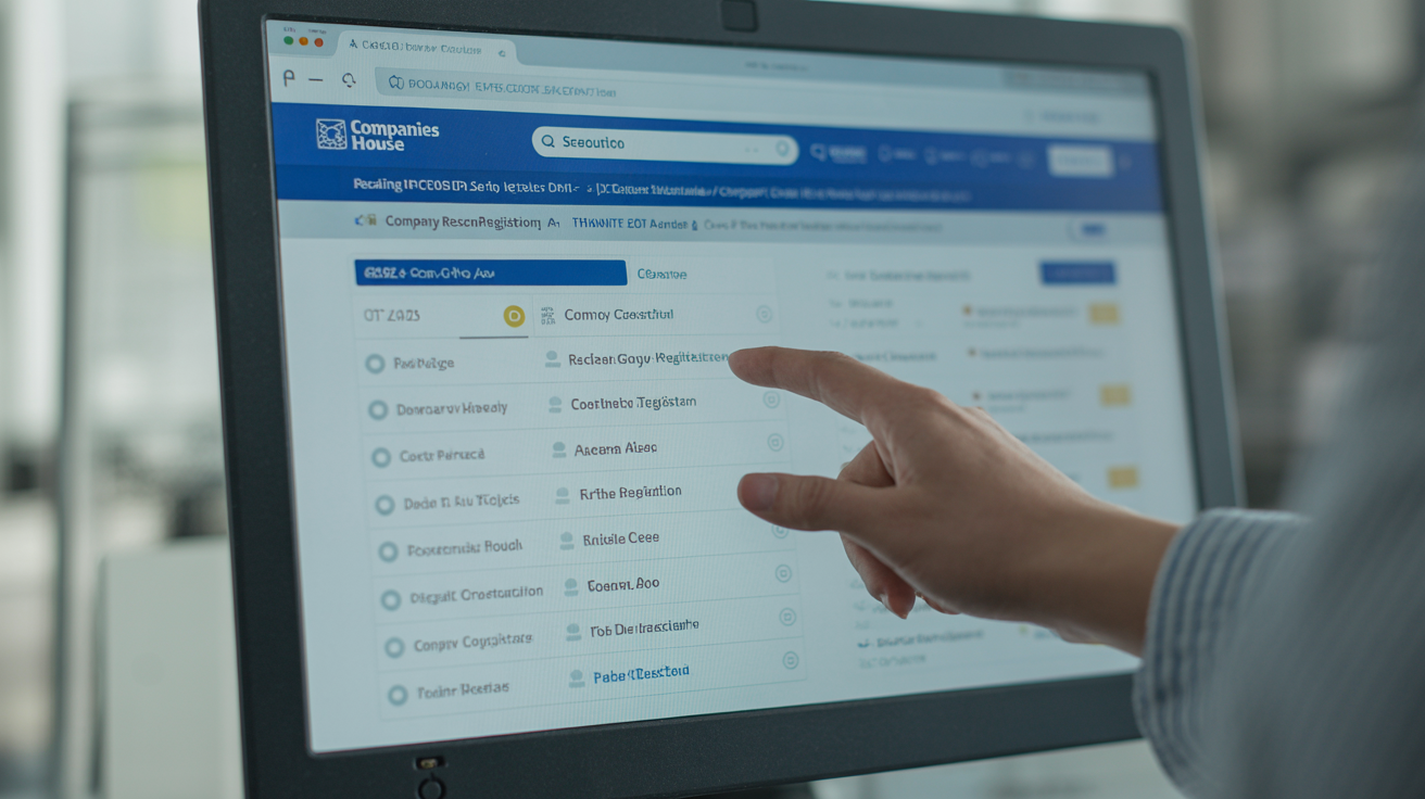 User searching Companies House for company registration.