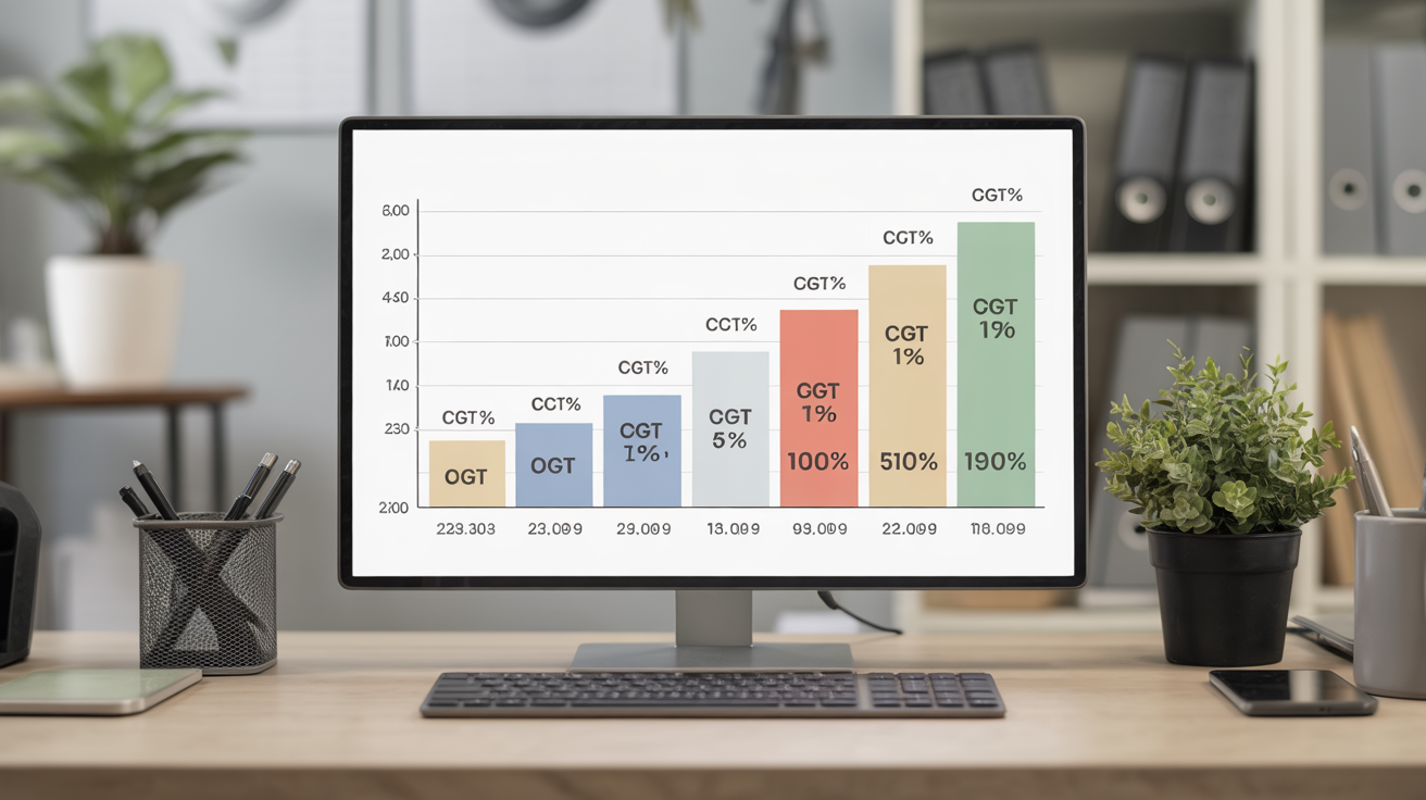 Computer screen showing CGT rates and exemptions chart.