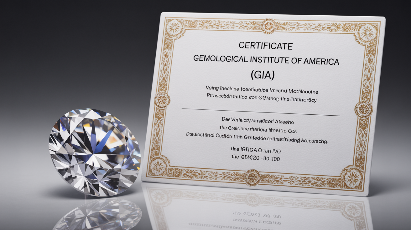 GIA certificate beside a diamond, showing certification importance.