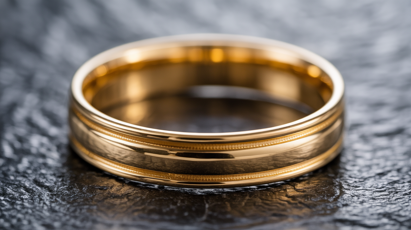 Close-up of gold-plated ring showing thin gold layer over base metal.