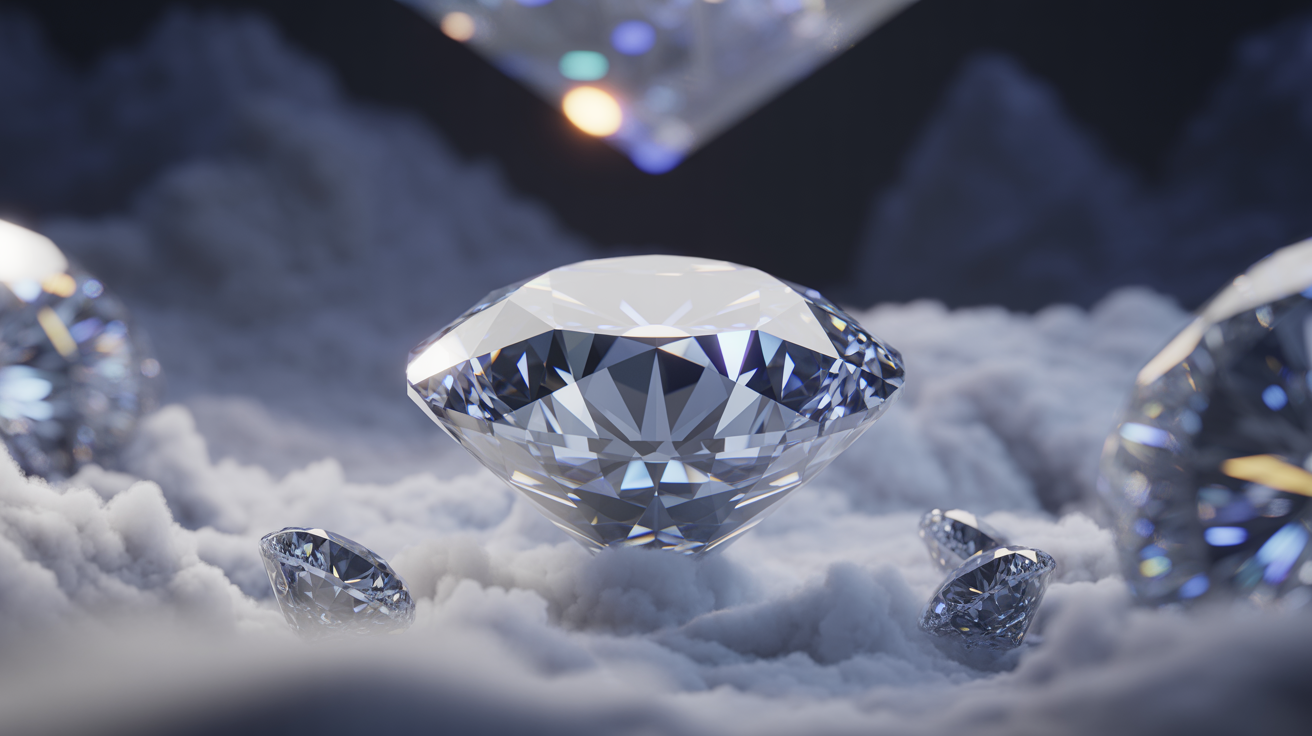 A lab-grown diamond in a dramatic, high-contrast setting.