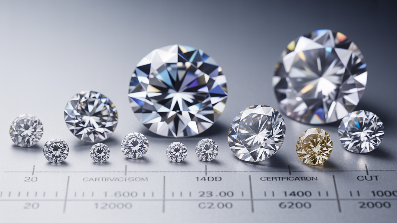 Diamonds on a scale showing factors impacting resale value.