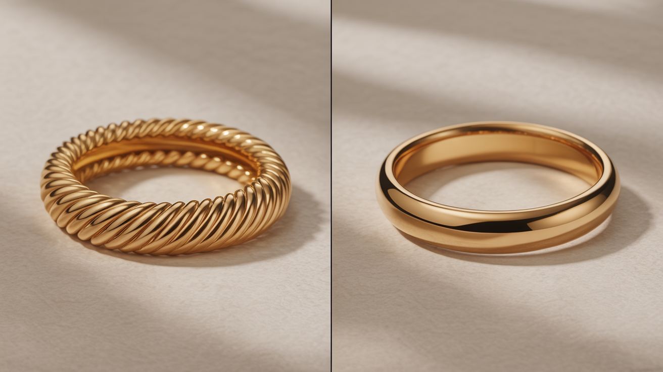 Comparison of gold filled and gold plated jewelry showing thickness.