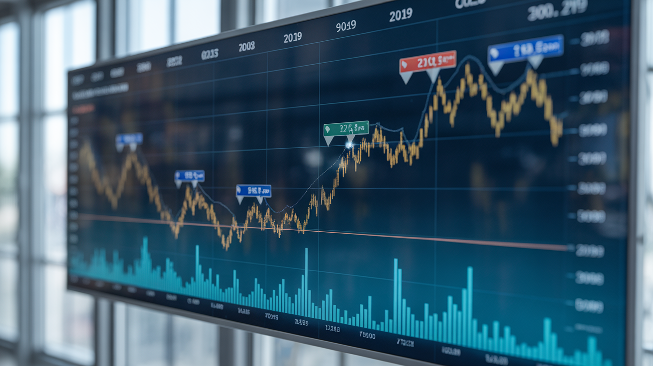 Timeline of gold price trends from 2019 with cyclical markers.