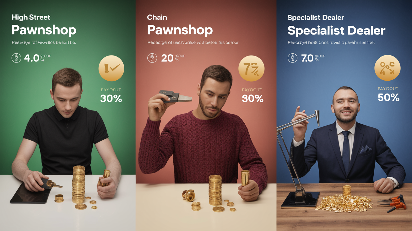 Comparison of gold buyers with payout rates and tools.