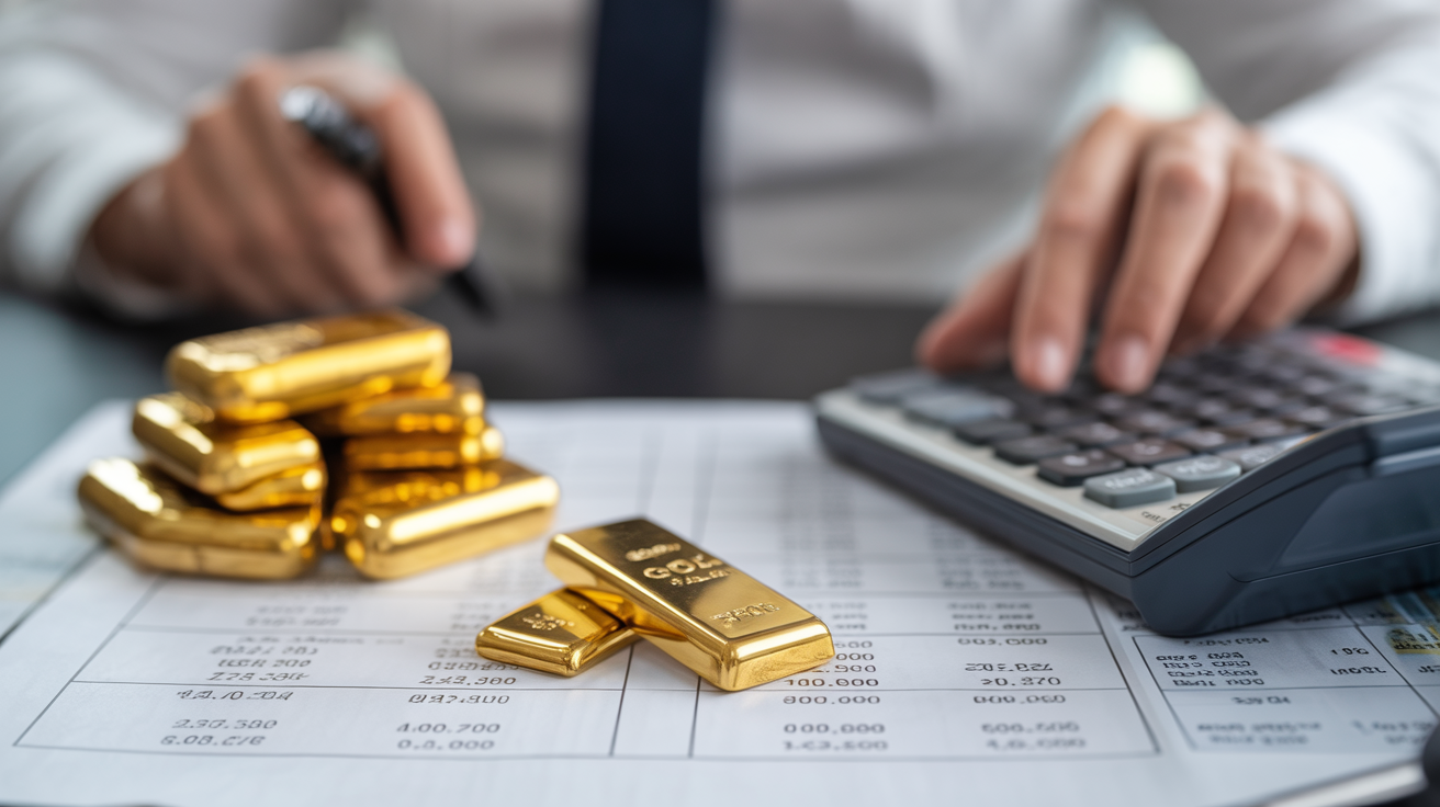 Analyst calculating gold sale price based on purity data.