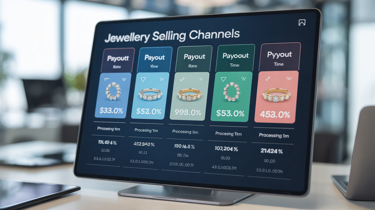 Comparison chart of jewellery selling channels.