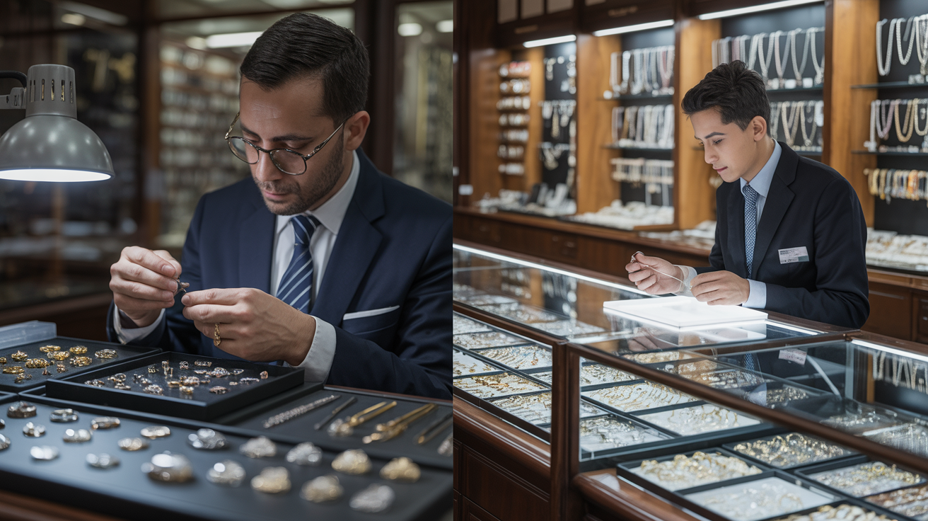 Specialist and general dealer setups with high-value jewelry and accessories.